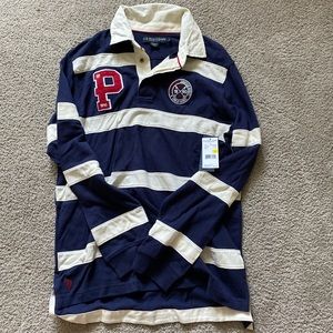 NWT Polo Navy and White Rugby Top